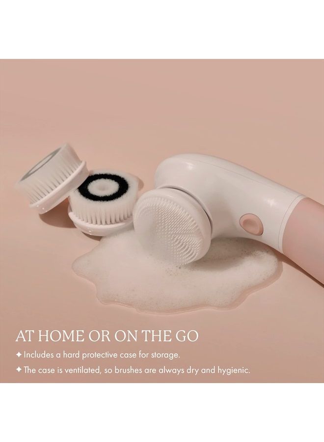 Vanity Planet Raedia Handheld Facial Cleansing Brush with 4 Interchangeable Brush Heads by Vanity Planet - Lightweight Daily Cleansing Brush for Glowing Skin - Water Resistant Face Exfoliator - Dusty Pink - Image 4