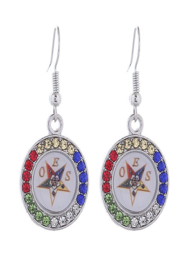 HUSURU OES Symbol Jewelry Crystal Order of The Eastern Star OES Sorority Earrings for Women Sisterhood - Image 1