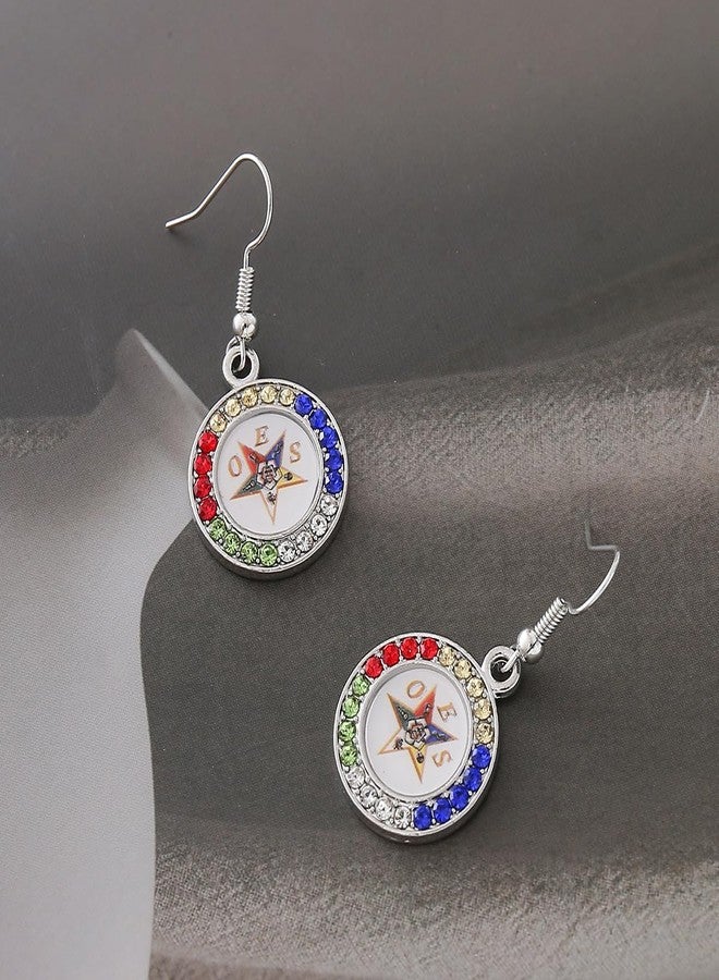 HUSURU OES Symbol Jewelry Crystal Order of The Eastern Star OES Sorority Earrings for Women Sisterhood - Image 4