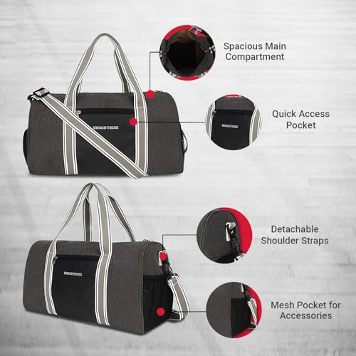 URBAN TRIBE Fury Gym Bag for Men and Women | Sports Duffle Bag with Shoe Compartment | Workout, Exercise, Fitness | Grey - Image 3