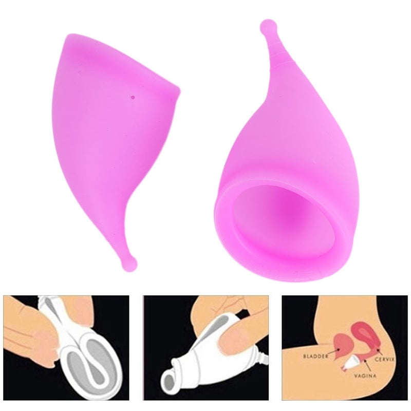 Silicone Women Reusable Menstrual Cup Collector Safe Female Period Lady Feminine Hygiene Cup(Purple L S ) - Image 3