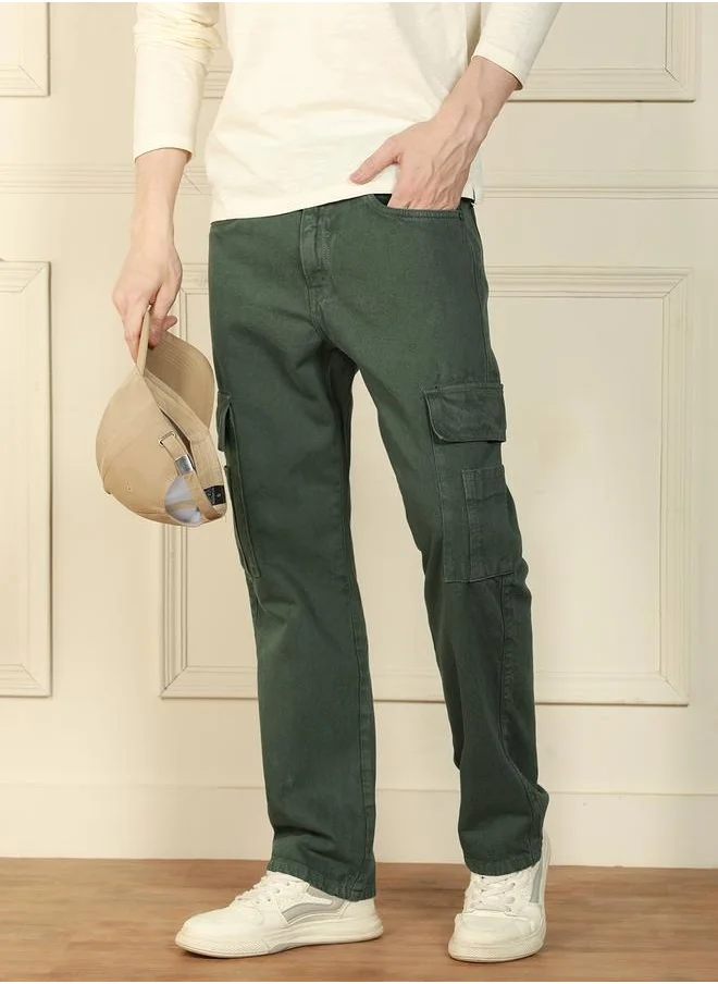 دينيس لينغو Men’s Relaxed Fit Olive Jeans – Stylish and Functional