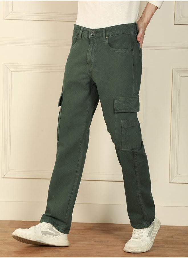 Men’s Relaxed Fit Olive Jeans – Stylish and Functional