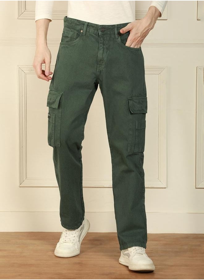Men’s Relaxed Fit Olive Jeans – Stylish and Functional