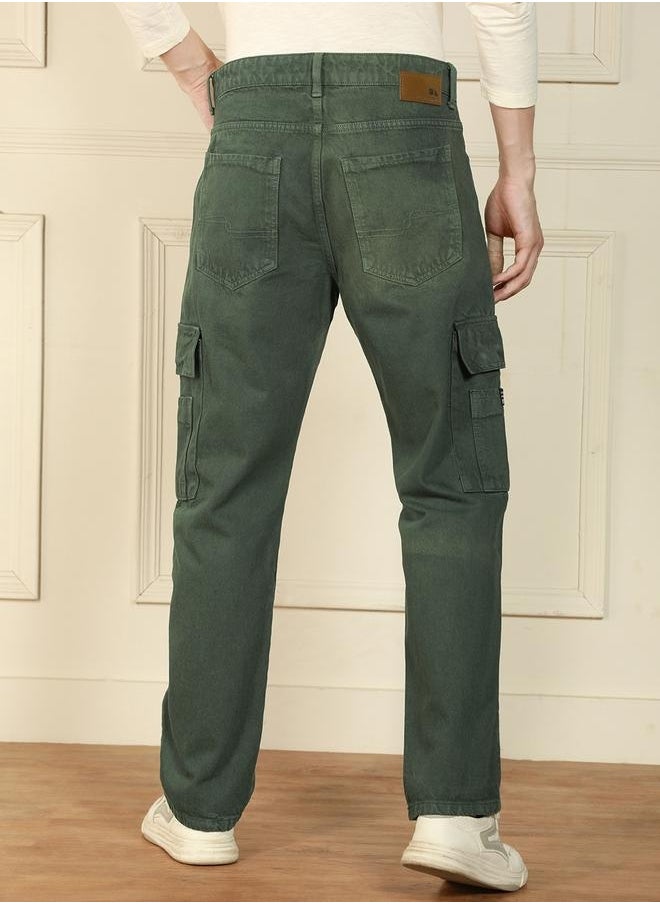 Men’s Relaxed Fit Olive Jeans – Stylish and Functional