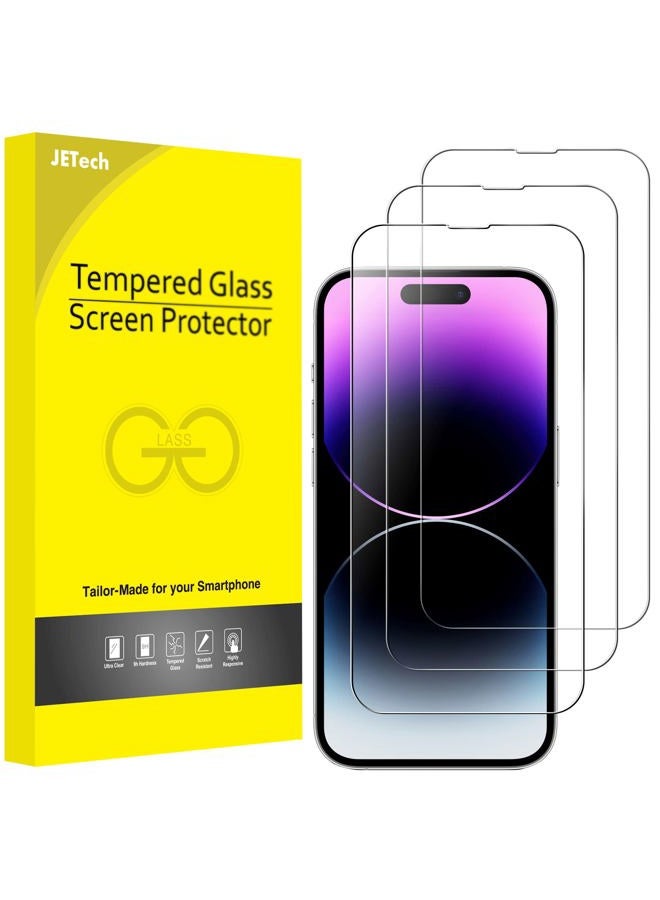 Jetech Full Coverage Screen Protector for iPhone 14 Pro 6.1-Inch, 9H Tempered Glass Film Case-Friendly, HD Clear, 3-Pack - Image 1