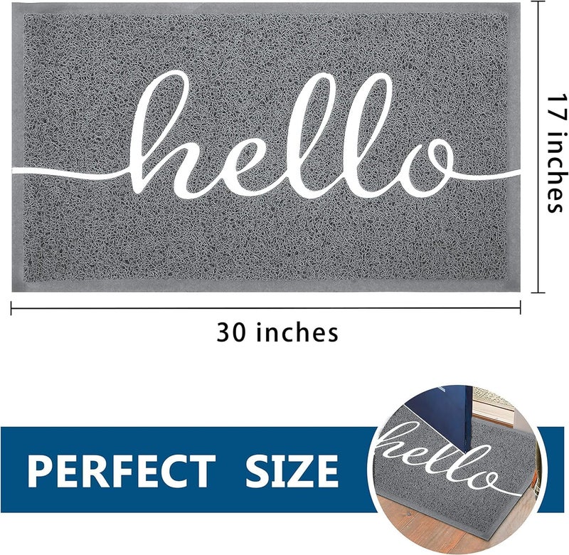 EARTHALL Door Mat Outside Inside Hello Doormat, 30"x17.5", Durable Floor Mat Non Slip Mat Ultra Absorb Mud Easy Clean Front Doormat for Garage, Entryway, Patio, High Traffic Areas, Grey - Image 2