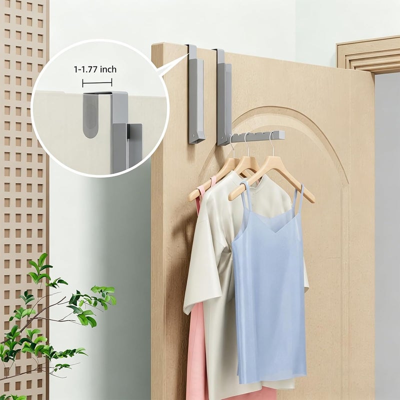 BAKON Over The Door Hanger Folding Clothes Drying Rack, Folding Hanging Coat Rack for Indoor Laundry Room Compact Small Space Foldable Portable Clothing Hanger Hook Collapsible-4 Pack (Gray) - Image 4