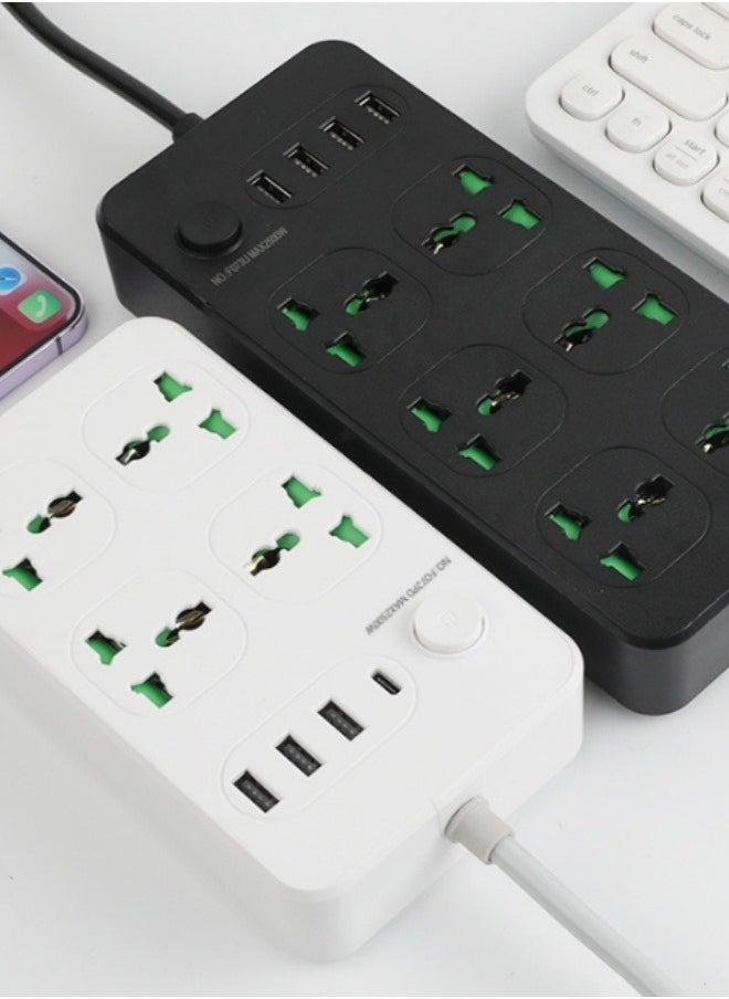Generic Universal Extension Lead with USB Ports 6 Way Outlets 3 USB 1PDPorts Surge Protection UK Socket with 2M Bold Extension Cord with Fuse and Shutter Power Strips Universal Socket  - Image 2