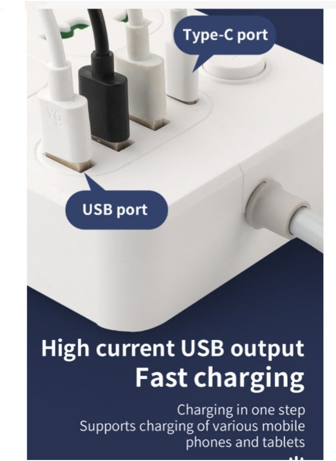 Generic Universal Extension Lead with USB Ports 6 Way Outlets 3 USB 1PDPorts Surge Protection UK Socket with 2M Bold Extension Cord with Fuse and Shutter Power Strips Universal Socket  - Image 5