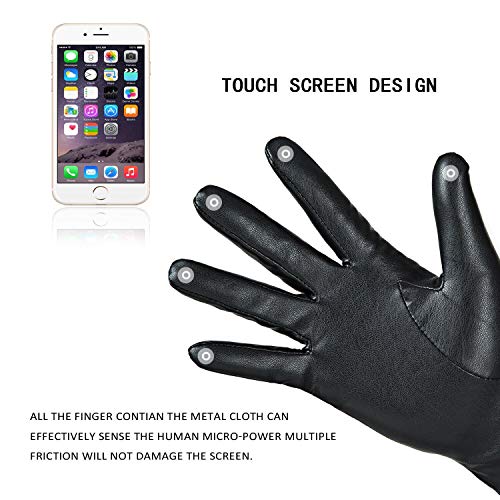 REDESS Winter Leather Gloves for Women, Wool Fleece Lined Warm Gloves, Touchscreen Texting Thick Thermal Snow Driving Gloves - Image 4