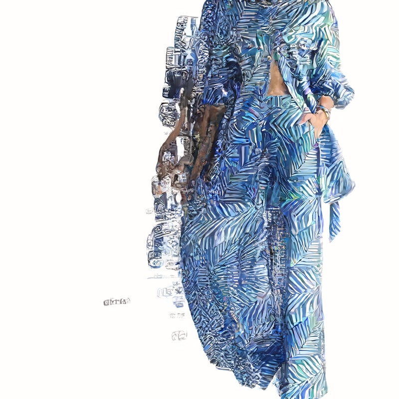 Fashion Women Printed Long Sleeve Top Straight Leg Pants Two Piece Set - Image 4