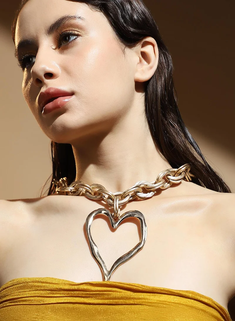 SOHI SOHI Women's The Coeur-Chain Statement Necklace For Evening Wear | California  Colour | Alloy Material | Lobster Clasp Closure | Metallic Necklace | Statement Necklace For Women & Girls