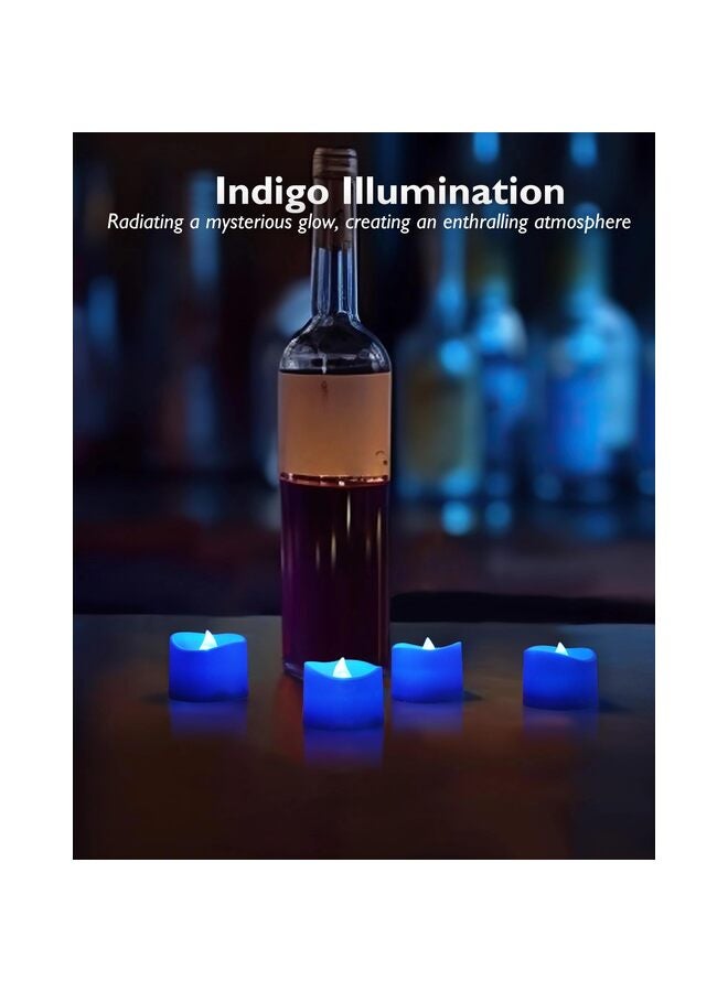 شموع الشاي الزرقاء، شموع شاي ملونة متوهجة بدون لهب تدوم لأكثر من 200 ساعة، مناسبة للحفلات ذات الطابع الخاص، وديكور طاولات الزفاف، وديكورات العطلات، عبوة من 12 شمعة - Image 5