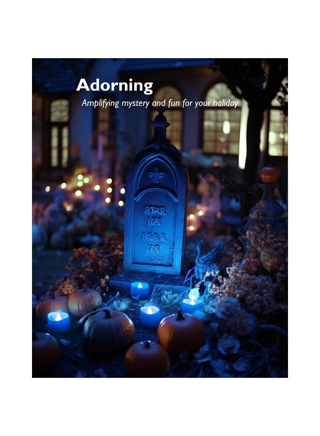 شموع الشاي الزرقاء، شموع شاي ملونة متوهجة بدون لهب تدوم لأكثر من 200 ساعة، مناسبة للحفلات ذات الطابع الخاص، وديكور طاولات الزفاف، وديكورات العطلات، عبوة من 12 شمعة - Image 2