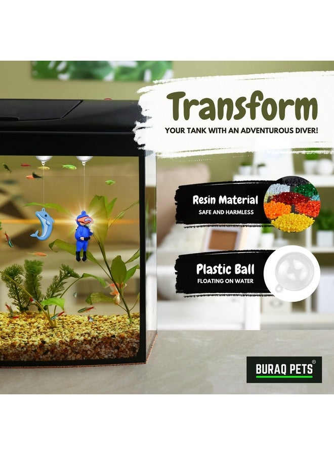 BURAQ Pets 2 Pcs Aquarium Floating Cartoon Diver Toys, Fish Tank Ornaments Decor Toy, Aquarium Accessories For All Kinds Of Fish & Aquatic Pets (Diver) - Image 2
