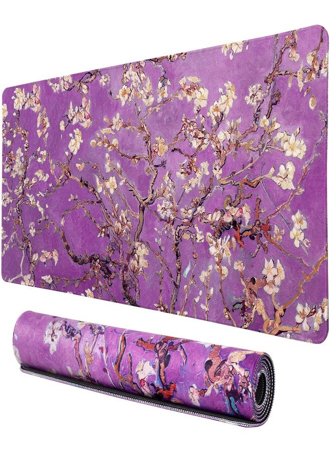 Vimorco Waterproof Desk Pad, XXL Large Mouse Extended Gaming Mousepad with Anti-Slip Rubber Base,Computer Laptop Keyboard Mouse Mat for Women Girls Work,Game,Office,31.5 x 15.7 inch,Purple Flowers - Image 1