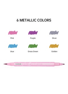 Excefore Metallic Acrylic Paint Markers Pen Set, Fine Flexible Brush Dual Tips Marker Pens, Fine Tip Paint Pens, Art Crafting Supplies for Painting on Stone, Glass, Canvas, Wood  - Image 2