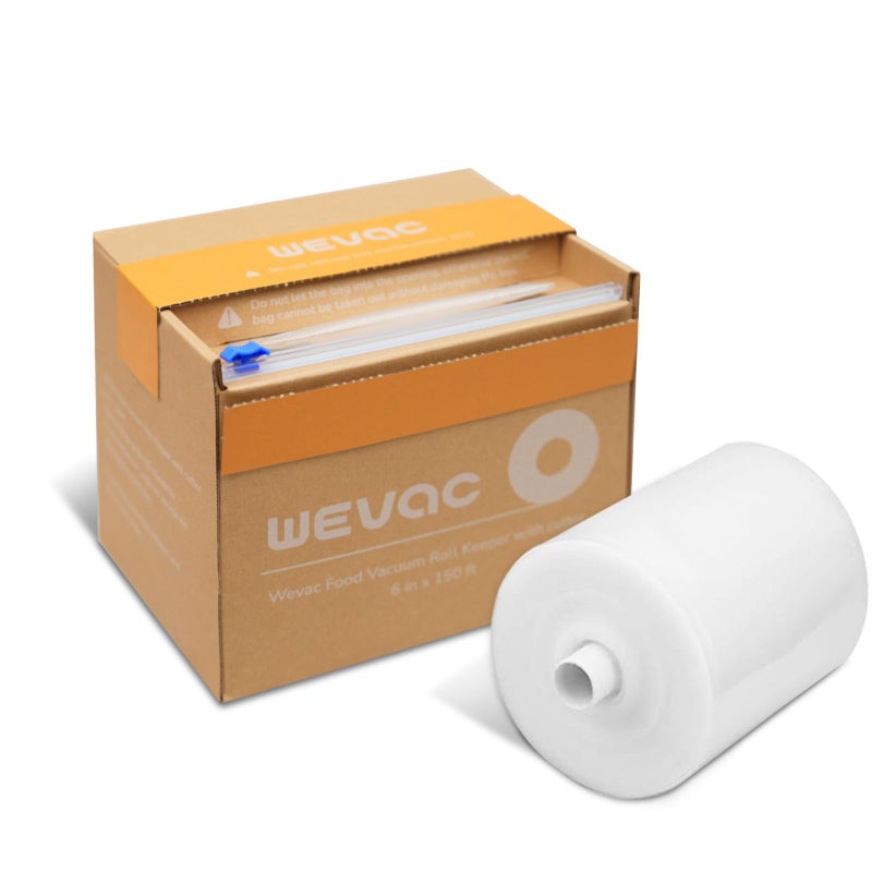 Wevac Vacuum Seal Roll Keeper with Cutter, 6''x150', Ideal Vacuum Sealer Bags for Food Saver, BPA Free, Commercial Grade, Great for Storage, Meal prep and Sous Vide, - Image 1