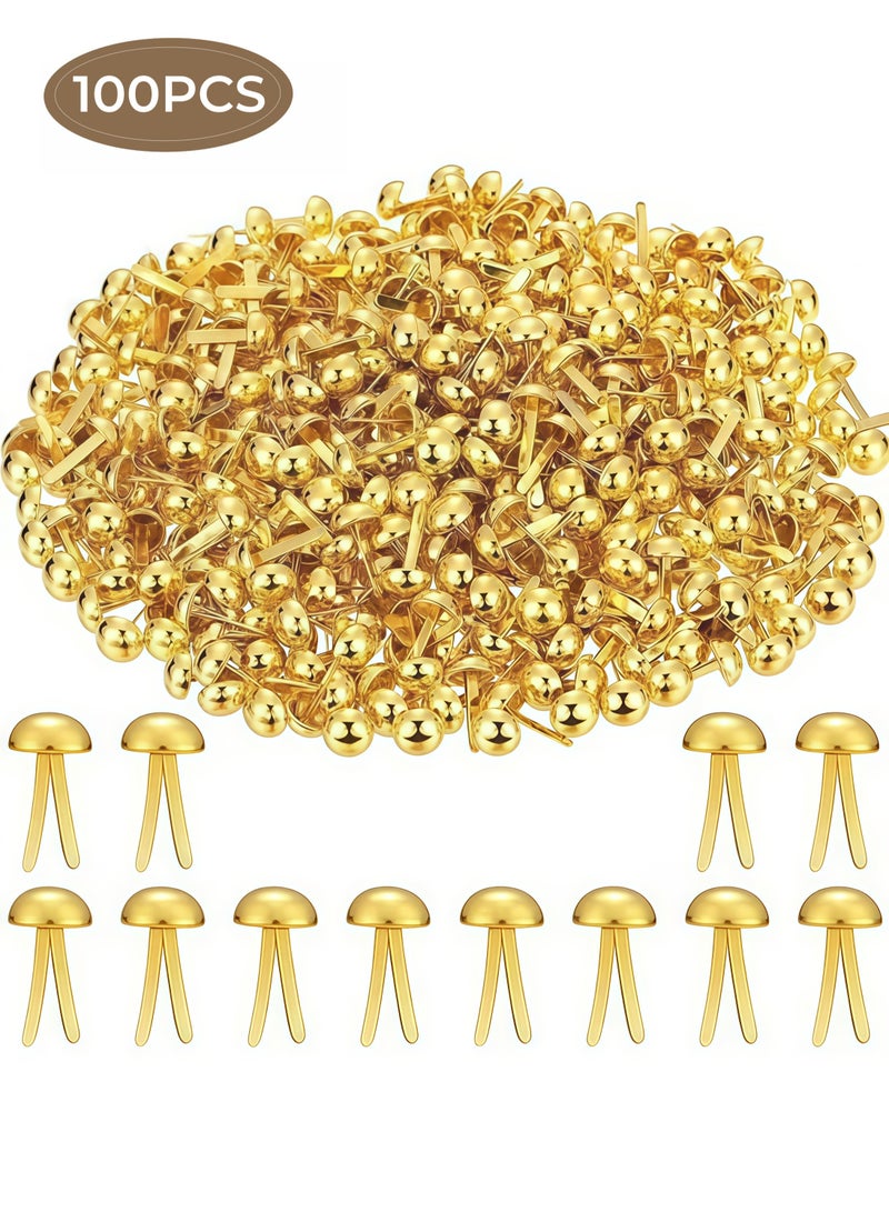 100 قطعة من مشابك الورق، دبابيس منفصلة مقاس 15*8 مم، مشابك فنية معدنية مستديرة، دبابيس زخرفية من النحاس، ذهبية - Image 1