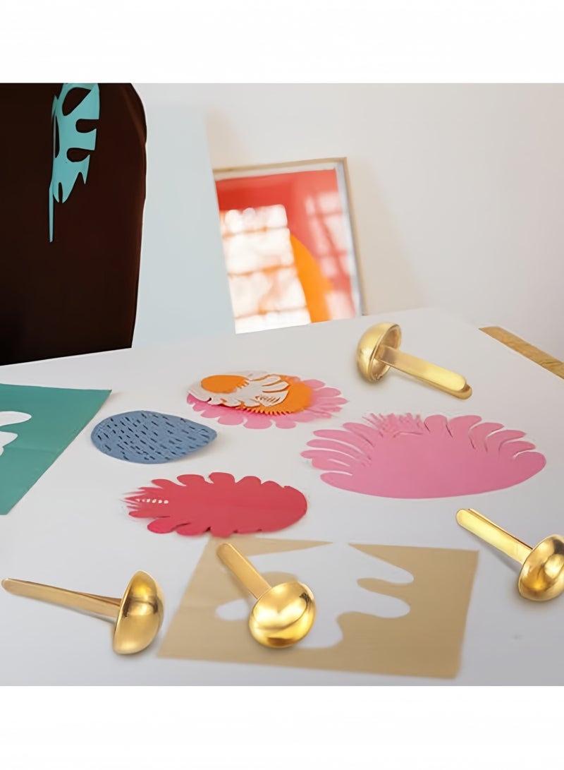 100 قطعة من مشابك الورق، دبابيس منفصلة مقاس 15*8 مم، مشابك فنية معدنية مستديرة، دبابيس زخرفية من النحاس، ذهبية - Image 4