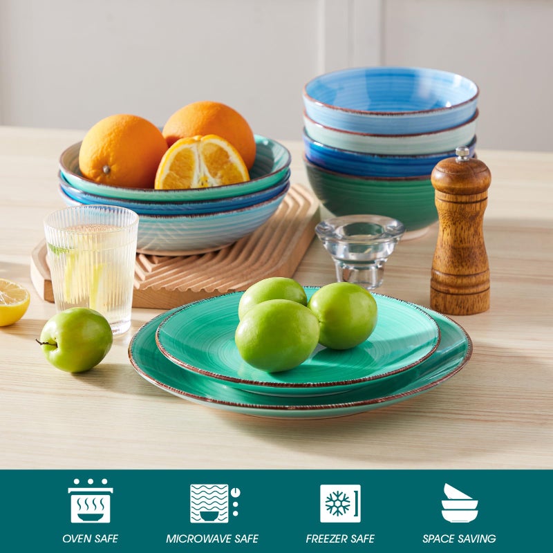 vancasso Bonita Dinner Plate Set, 10.5 Inch Ceramic Plates, Colorful Salad Plates set of 6, Microwave Oven and Dishwasher Safe, Assorted Color - Image 4