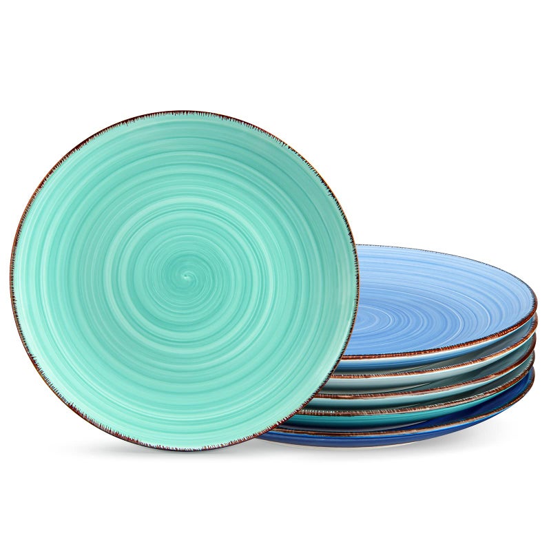 vancasso Bonita Dinner Plate Set, 10.5 Inch Ceramic Plates, Colorful Salad Plates set of 6, Microwave Oven and Dishwasher Safe, Assorted Color - Image 1