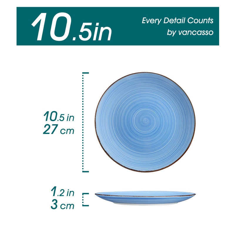 vancasso Bonita Dinner Plate Set, 10.5 Inch Ceramic Plates, Colorful Salad Plates set of 6, Microwave Oven and Dishwasher Safe, Assorted Color - Image 2