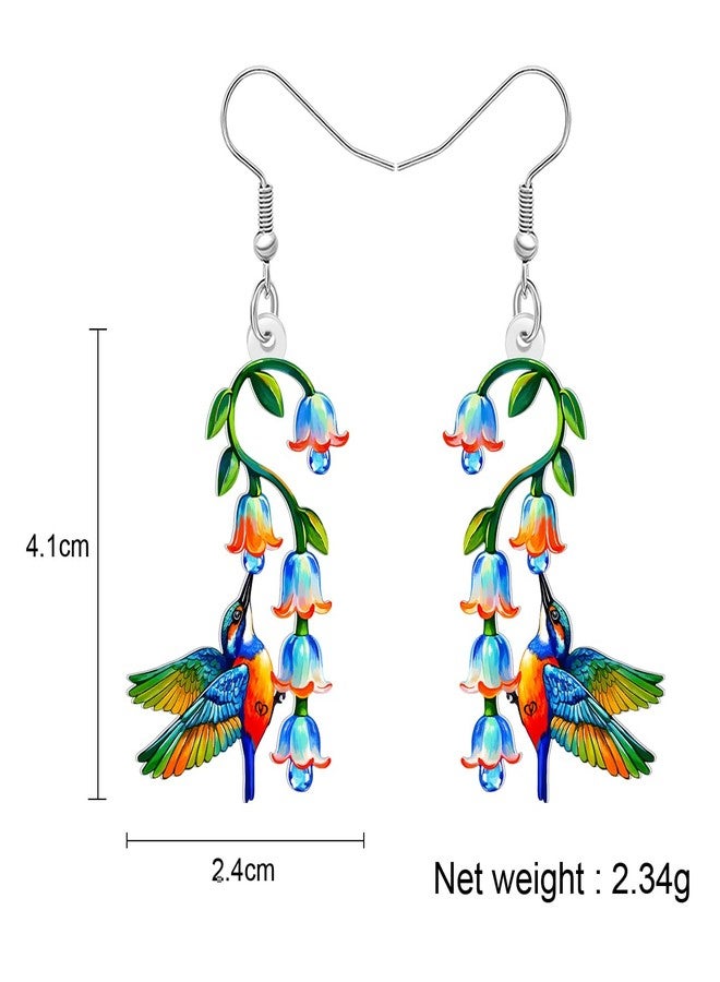 BONSNY Colorful Blue Hummingbird Earrings Birds Lovers Dangle Flower Jewelry for Women Hawaii Beach Accessories Funny Novelty Hypoallergenic Spring Summer Charms (Turquoise) - Image 5