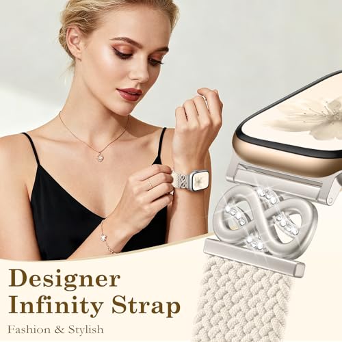 Dirrelo Braided Magnetic Band Compatible with Apple Watch Bands for Women 40mm 41mm 38mm 42mm,Dressy Infinity-Style Stretchy Elastic Breathable Strap for iWatch Series 11 10 9 8 7 6 5 4 SE/Ultra 3 2 1 - Image 2