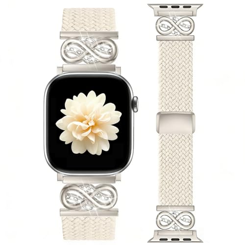 Dirrelo Braided Magnetic Band Compatible with Apple Watch Bands for Women 40mm 41mm 38mm 42mm,Dressy Infinity-Style Stretchy Elastic Breathable Strap for iWatch Series 11 10 9 8 7 6 5 4 SE/Ultra 3 2 1 - Image 1