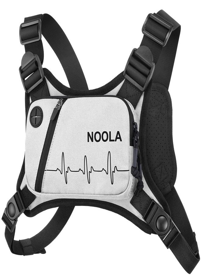 NOOLA Running Chest Pack, Running Vest for Men Women with Reflective Back, Lightweight Sport Chest Bag for Runners, Cycling, Biking, EDC Pouch, Phone Holder Carrier for Jogging, White - Image 1