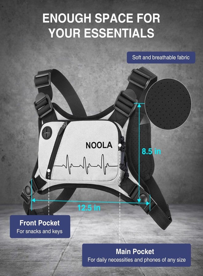 NOOLA Running Chest Pack, Running Vest for Men Women with Reflective Back, Lightweight Sport Chest Bag for Runners, Cycling, Biking, EDC Pouch, Phone Holder Carrier for Jogging, White - Image 2