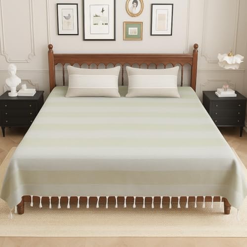 Värde 210 TC Cotton Double Bedsheet with 2 Pillow Cover | Handloom Bedsheets for Double Bed | Handmade Bedsheet | Double Bedsheet for Summer | Breathable Size 90X100 Inches (Quill Grey) - Image 2