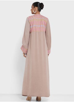 hayas closet Embroidered  Front Slit  Abaya  - Image 2