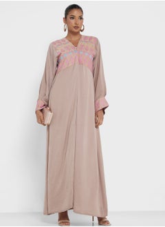 hayas closet Embroidered  Front Slit  Abaya  - Image 1