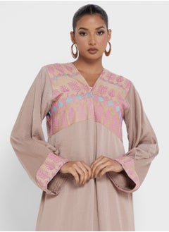 hayas closet Embroidered  Front Slit  Abaya  - Image 3