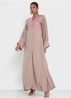 hayas closet Embroidered  Front Slit  Abaya  - Image 5