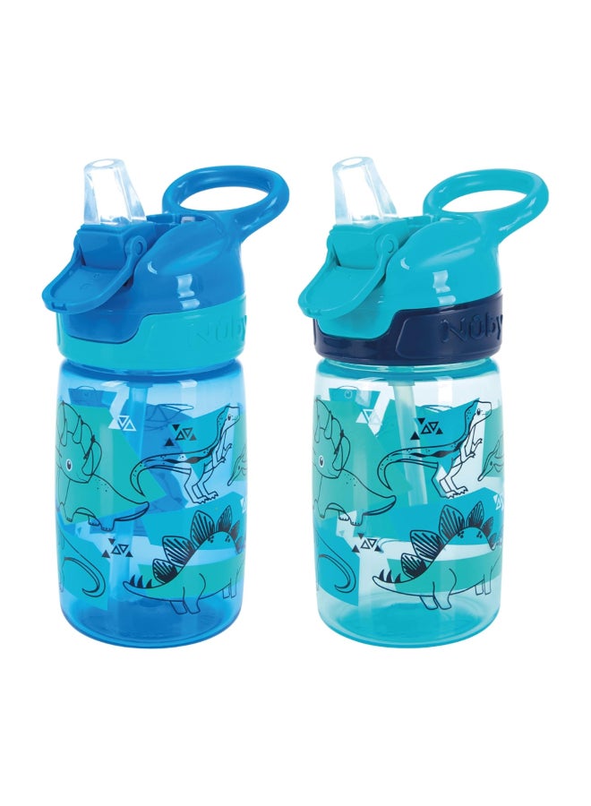 Nuby Incredible Gulp Cups, 2-Pack, Free Flow Toddler Drinking Cups for Independent Drinking, Everyday Hydration and Mealtime Use, Dinosaurs - Image 1
