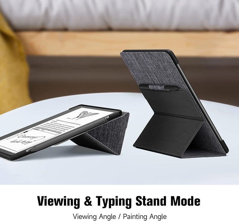 Ayotu Stand Case for Kindle Scribe 10.2 Inch (2024/2022 Released) - Auto Sleep/Wake, Premium Sturdy Fabric Cover with Pen Holder, Only for 10.2" Kindle Scribe, Grey - Image 3