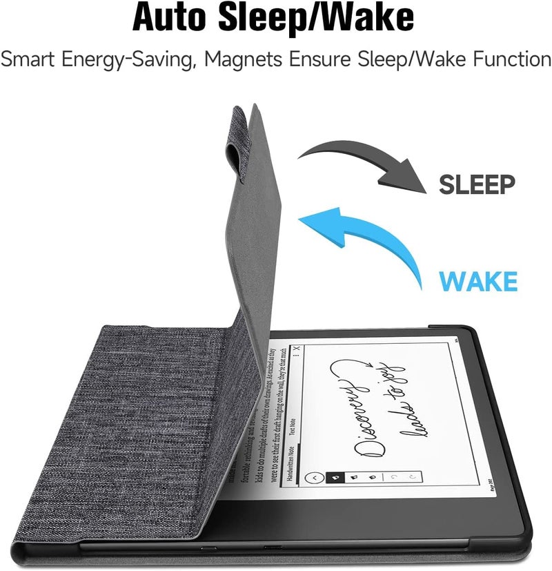 Ayotu Stand Case for Kindle Scribe 10.2 Inch (2024/2022 Released) - Auto Sleep/Wake, Premium Sturdy Fabric Cover with Pen Holder, Only for 10.2" Kindle Scribe, Grey - Image 2