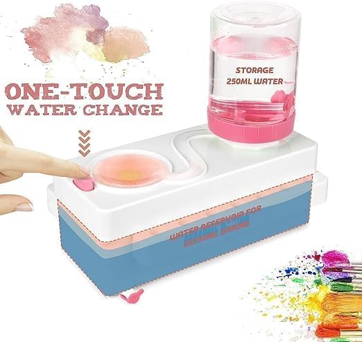 DEVHEART Paint Brushes Cleaning Tool, Paint Brush Cleaner with Flushing Button & Auto Refill Water Tank | Water Recycling Brush Rinser for Oil Paint Brushes, Acrylic Paint Brushes, Makeup Brush - Image 2