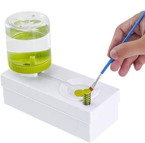 DEVHEART Paint Brushes Cleaning Tool, Paint Brush Cleaner with Flushing Button & Auto Refill Water Tank | Water Recycling Brush Rinser for Oil Paint Brushes, Acrylic Paint Brushes, Makeup Brush - Image 1