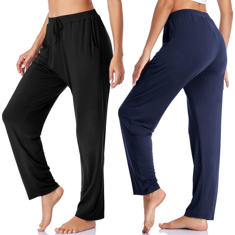 Envlon Women's Sweatpants Comfy Lounge Pants Drawstring Wide Leg Elastic Waisted Loose Lounge Yoga Pants with Pockets - Image 3