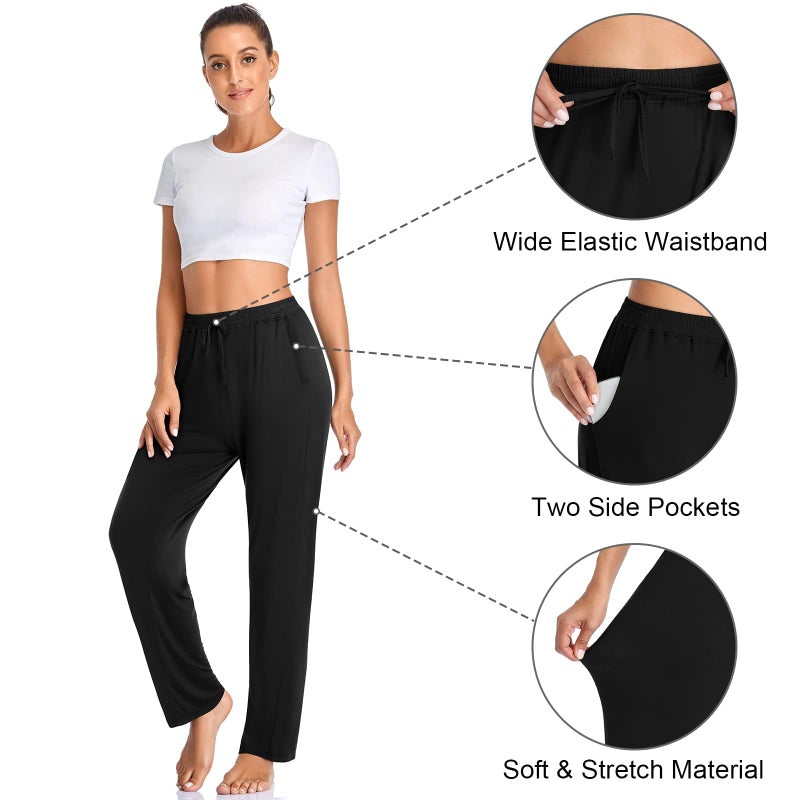 Envlon Women's Sweatpants Comfy Lounge Pants Drawstring Wide Leg Elastic Waisted Loose Lounge Yoga Pants with Pockets - Image 5