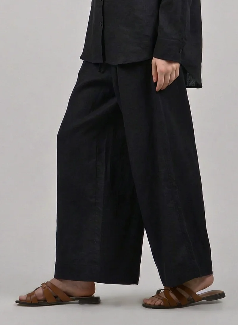 Just Nature Black 100% Linen Wide Leg Trousers for Women | Best Price UAE