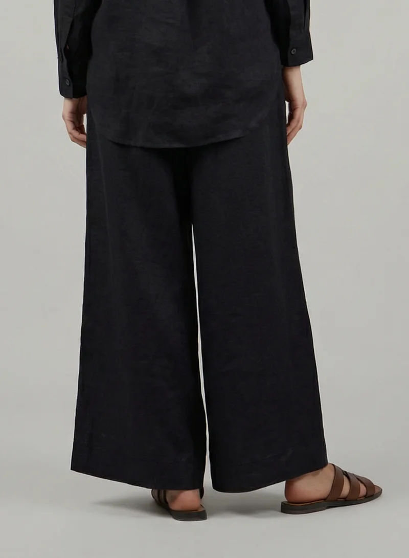 Just Nature Black 100% Linen Wide Leg Trousers for Women | Best Price UAE