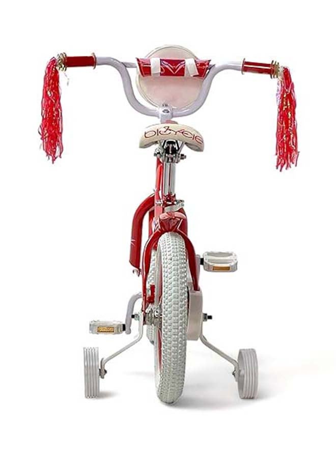 AL BADER Freestyle Kids Bike 14 Inch Bicycle for Girls Ages 5-7 Years, Red Color, With Trainig Wheels, White Air Tires, With Small Bag, Hand & Foot Brakes. - Image 4