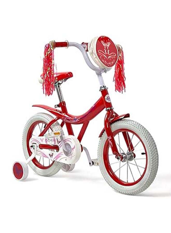 AL BADER Freestyle Kids Bike 14 Inch Bicycle for Girls Ages 5-7 Years, Red Color, With Trainig Wheels, White Air Tires, With Small Bag, Hand & Foot Brakes. - Image 2
