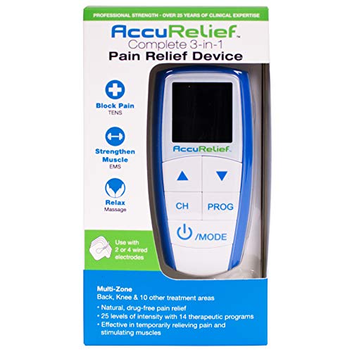 AccuRelief Complete 3-in-1 TENS Unit, EMS, Massager Device - Pain Relief Electric Muscle Stimulator with 4 Electrodes for Neck, Back, and Full Body - Image 2